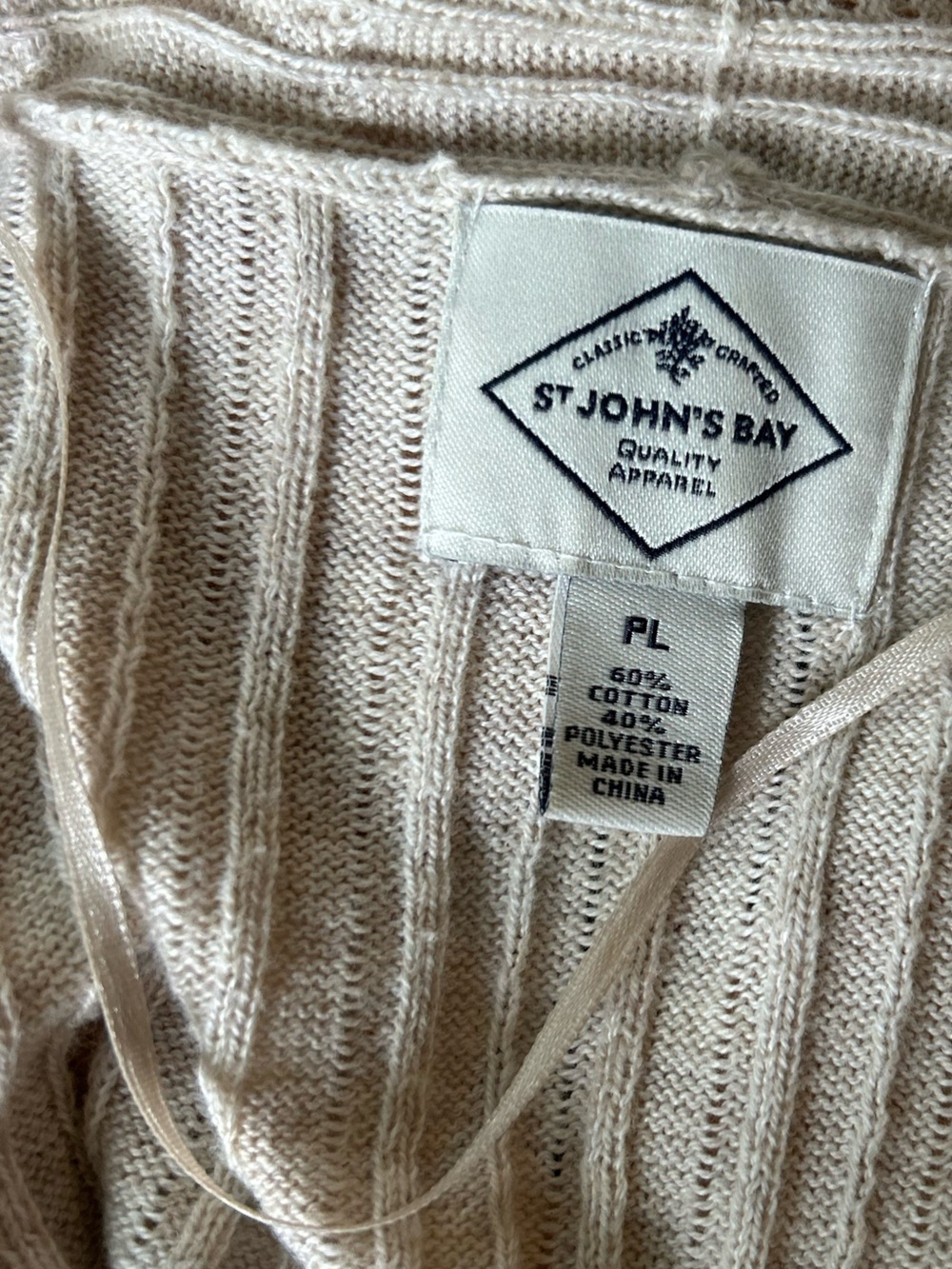 St John’s Bay Light Beige Open-Front Women’s Sweater Cardigan - Picture 4 of 4